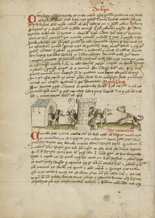 Two Dogs Barking and Cubs; Fables, third quarter of 15th century. Creator: Unknown