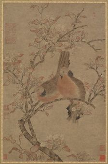 Two Doves on a Flowering Branch, 14th-15th century. Creator: Unknown