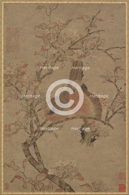 Two Doves on a Flowering Branch, 14th-15th century. Creator: Unknown.