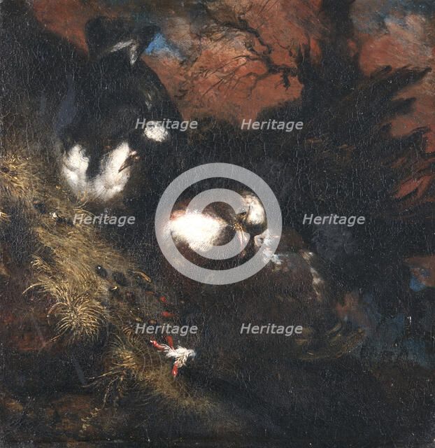 Two Doves on a Roof, 18th century. Creator: Unknown.