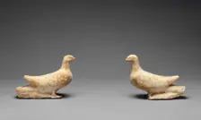 Two Doves from a Funerary Monument, 350-300 BC. Creator: Unknown