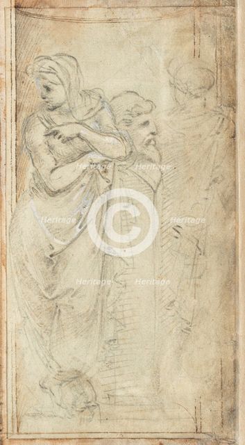 Two Draped Women Standing on Either Side of a Herm, 1488/1493. Creator: Filippino Lippi.