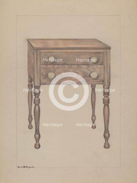 Two Drawer Stand, c. 1936. Creator: Edith Magnette.