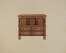 Two Drawer Sunflower Chest - front view, 1936. Creator: Martin Partyka