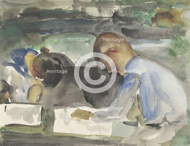 Two drawing children, 1874-1945. Creator: Carel Adolph Lion Cachet.