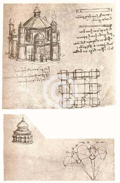 Two drawings of churches, c1472-c1519 (1883). Artist: Leonardo da Vinci.