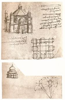 Two drawings of churches, c1472-c1519 (1883). Artist: Leonardo da Vinci