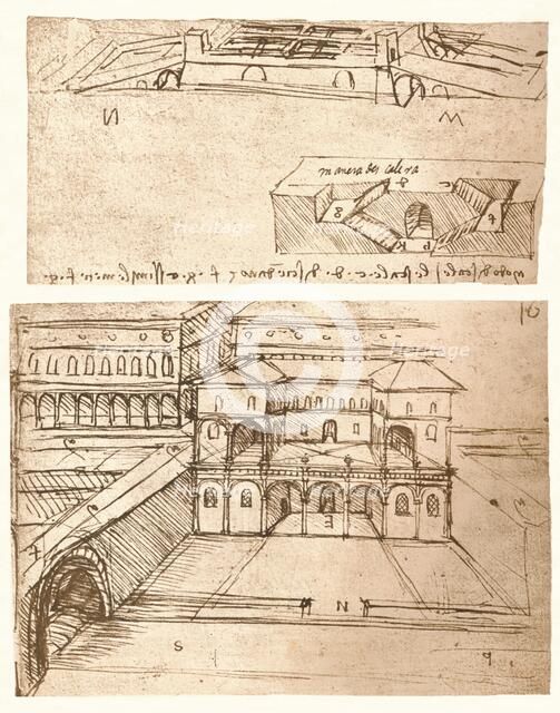 Two drawings of plans for towns, c1472-c1519 (1883). Artist: Leonardo da Vinci.