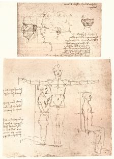 Two drawings illustrating the theory of the proportions of the human figure, c1472-c1519 (1883). Artist: Leonardo da Vinci