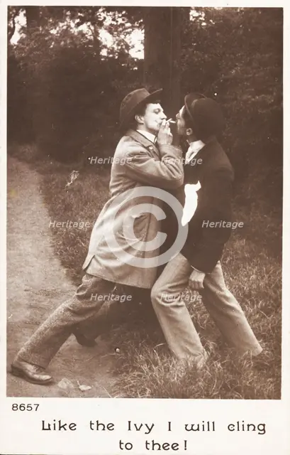 Two drunk men (played by actors) swear undying friendship, c1905. Creator: Unknown.