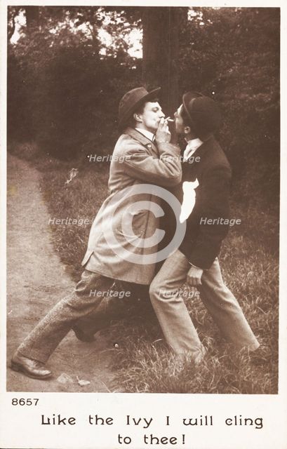 Two drunk men (played by actors) swear undying friendship, c1905. Creator: Unknown.