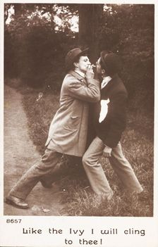 Two drunk men (played by actors) swear undying friendship, c1905. Creator: Unknown