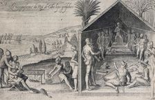 Two Europeans at an audience with a king, 1605. Creator: Unknown