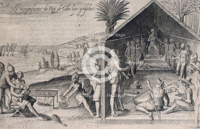 Two Europeans at an audience with a king, 1605.  Creator: Unknown.