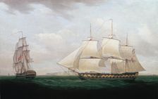 Two East Indiamen off a Coast Thomas Whitcombe, c1850. Artist: Thomas Whitcombe