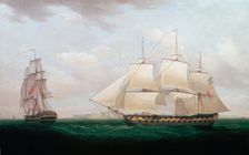 Two East Indiamen off a Coast Thomas Whitcombe, c1850. Creator: Thomas Whitcombe