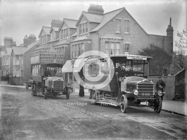 Two early motor buses, Cowley Road, Cowley, Oxford, Oxfordshire, 1914. Artist: Henry Taunt