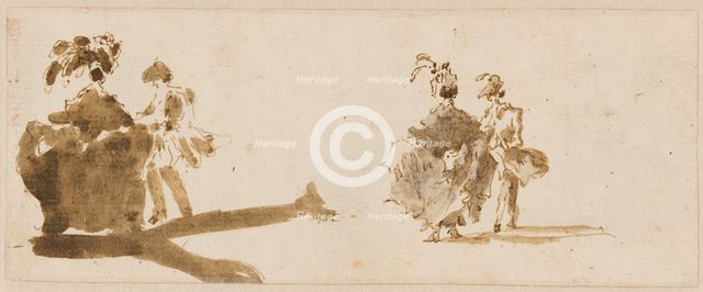 Two Elegant Couples [verso], c. 1780. Creator: Francesco Guardi.