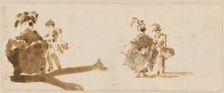 Two Elegant Couples [verso], c. 1780. Creator: Francesco Guardi