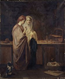 Two elegant women in a pastry shop, between 1801 and 1900. Creator: Hortense Lescot