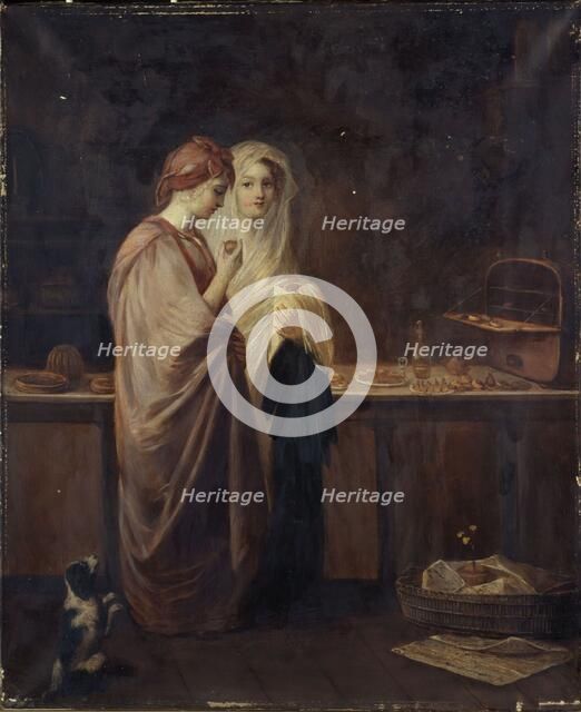 Two elegant women in a pastry shop, between 1801 and 1900. Creator: Hortense Lescot.