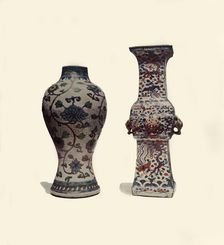 Two enamelled porcelain vases, Chinese, 15th-17th centuries, (1908). Creator: Unknown