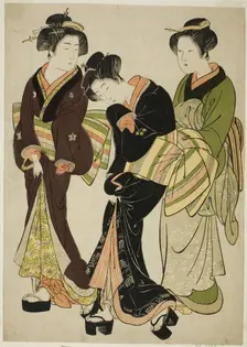 Two Entertainers and a Maid, c. 1777. Creator: Kitao Shigemasa