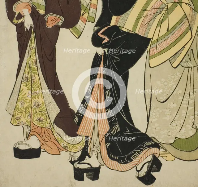 Two Entertainers and a Maid, c. 1777. Creator: Kitao Shigemasa.