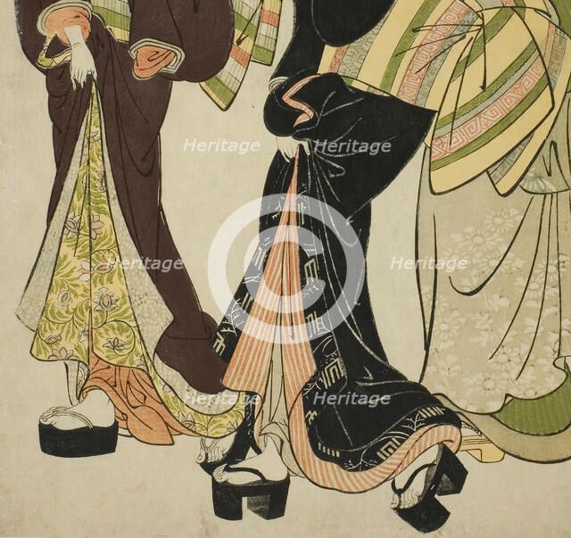 Two Entertainers and a Maid, c. 1777. Creator: Kitao Shigemasa.