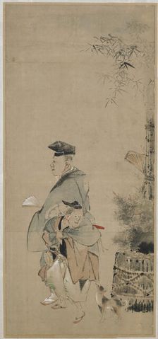 Two Entertainers Strolling on the New Year, Edo period, ca. 1798-1801. Creator: Hokusai