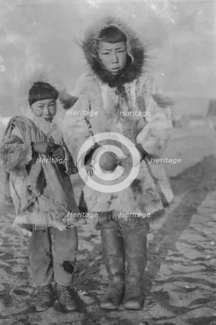 Two Eskimo boys on a windy day, between c1900 and 1916. Creator: Unknown.