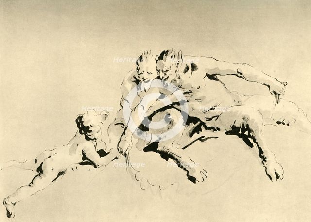 'Two Fauns and a Cupid', mid 18th century, (1928). Artist: Giovanni Battista Tiepolo.