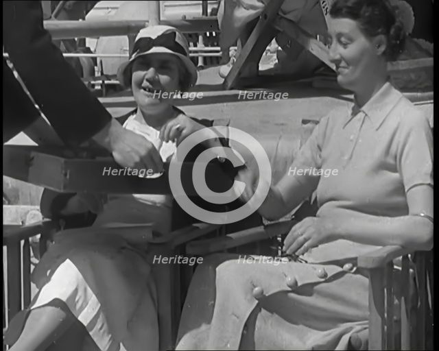 Two Female Civilians on the Deck of a Cruise Liner at Sea, 1931. Creator: British Pathe Ltd.
