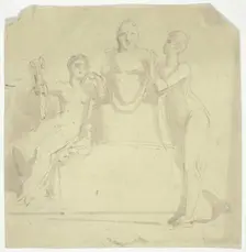 Two Female Figures with a Bust, n.d. Creator: Thomas Stothard
