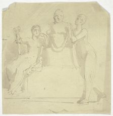 Two Female Figures with a Bust, n.d. Creator: Thomas Stothard
