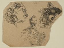 Two Female Heads and Standing Figure (from Sketches on the Coast Survey Plate), 1854-55. Creator: James Abbott McNeill Whistler