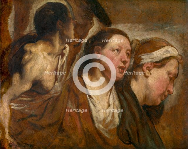 Two Female Heads and Torso of a Warrior, 1620-1623. Creator: Jacob Jordaens I.