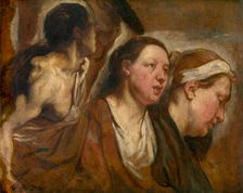 Two Female Heads and Torso of a Warrior, 1620-1623. Creator: Jacob Jordaens I