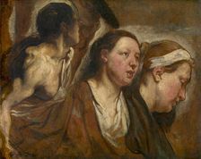 Two Female Heads and Torso of a Warrior, 1620-1623. Creator: Jacob Jordaens I