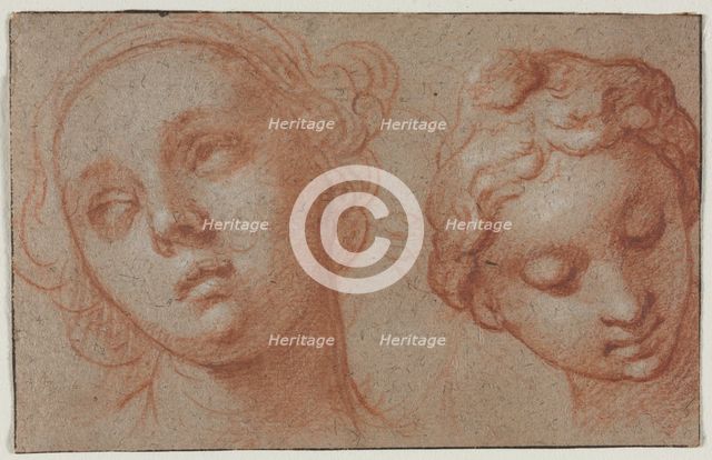 Two Female Heads, first half 17th century. Creator: Abraham Bloemaert (Dutch, 1564-1651).