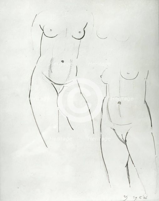 Two Female Nudes, 1926. Creator: Eric Gill.