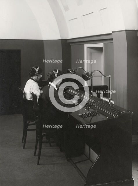 Two female operators at a Western Electric switchboard, Landskrona, Sweden, 1927. Artist: Unknown