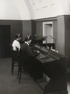 Two female operators at a Western Electric switchboard, Landskrona, Sweden, 1927. Creator: Unknown