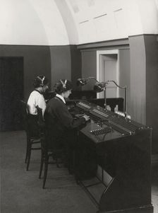 Two female operators at a Western Electric switchboard, Landskrona, Sweden, 1927