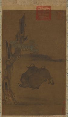 Two Fighting Water Buffaloes, 13th-14th century. Creator: Unknown