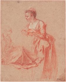 Two Figure Studies of a Young Woman, c. 1716. Artist: Watteau, Jean Antoine (1684-1721)