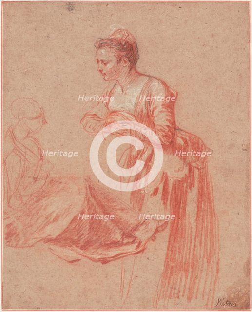 Two Figure Studies of a Young Woman, c. 1716. Artist: Watteau, Jean Antoine (1684-1721)