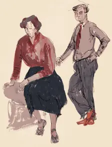 Two figures, 1953. Creator: Shirley Markham