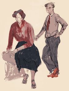 Two figures, 1953. Creator: Shirley Markham