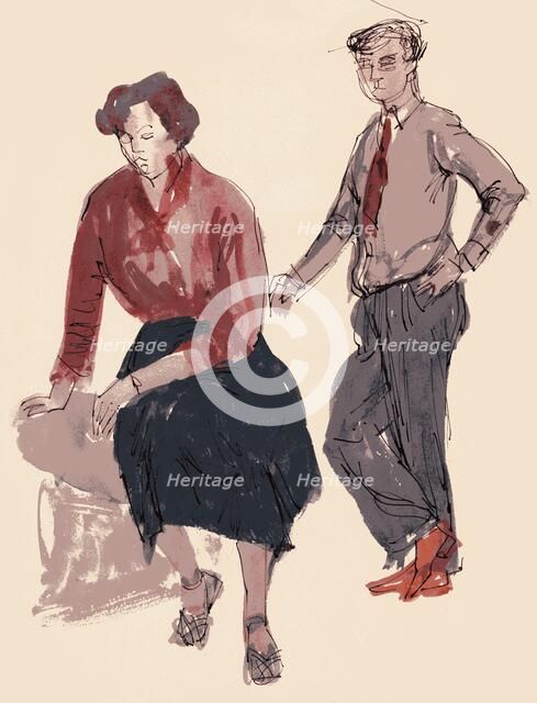 Two figures, 1953. Creator: Shirley Markham.